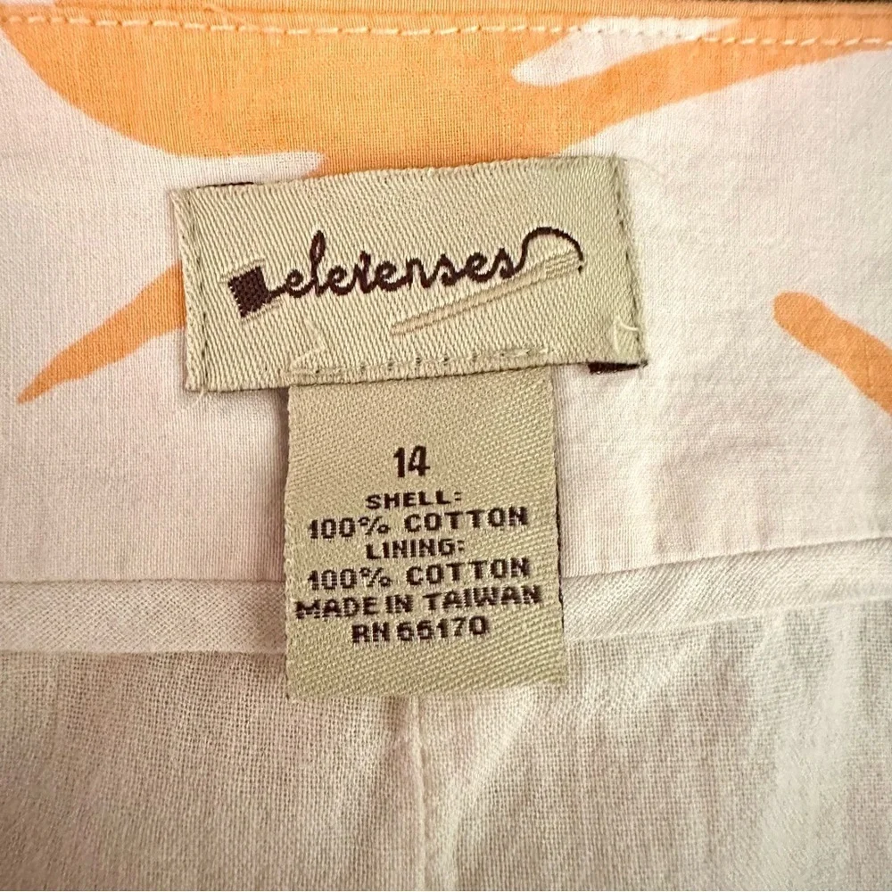 Anthropologie Elevenses Orange White Mini Skirt with Pleats Size 14